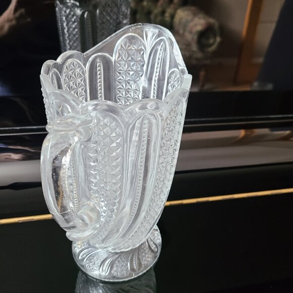 Antique clear glass pitcher EAPG Victorian Mckee Bros Doric swirl pattern. - Picture 8 of 8
